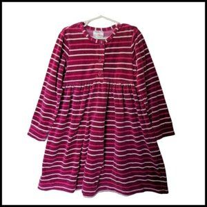 Hanna Andersson Dress Signature Playdress Velour Pink Striped size 120 6-7 Years